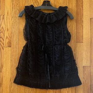 Anna Sui Black Sleeveless Blouse with Sequins